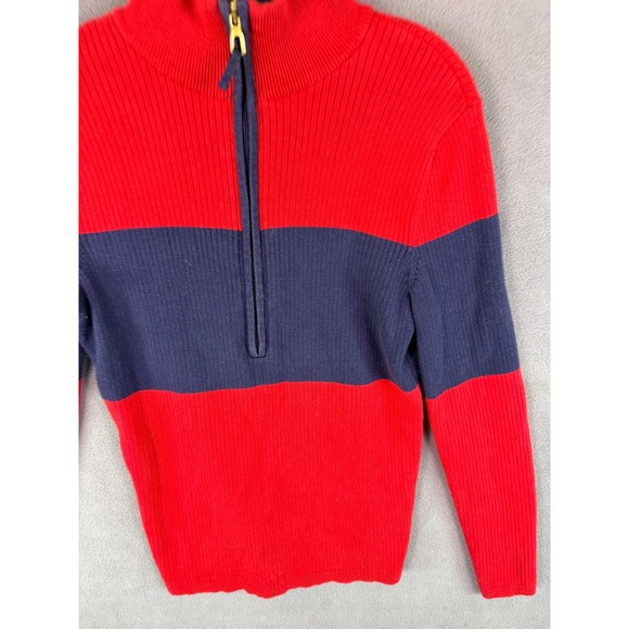 VTG Y2K Lauren Ralph Lauren Womens Sweater M Rib Chunky Knit 1/2 Zip Colorblock - Picture 2 of 8